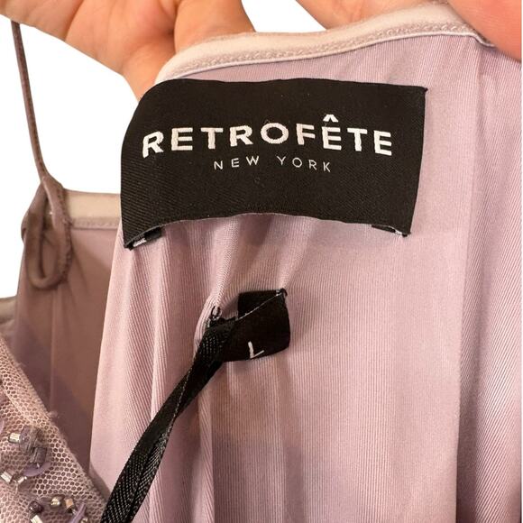 Retrofete Sheila Sequin Mini Dress Sexy Party Cocktail Evening Hoco Mink Grey L - Picture 11 of 11